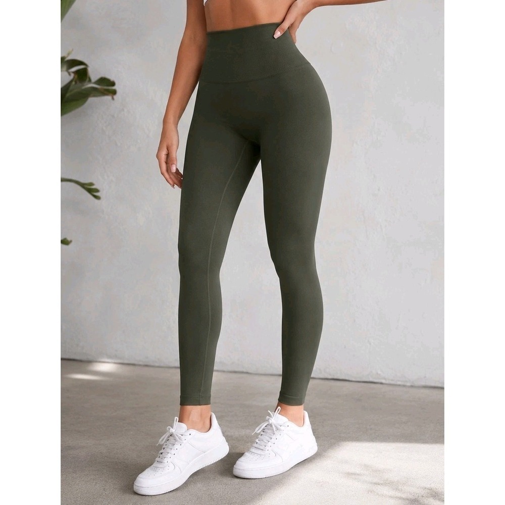 Anti High Waist Compression Leggings Olive Green Shapewear Women's S/P